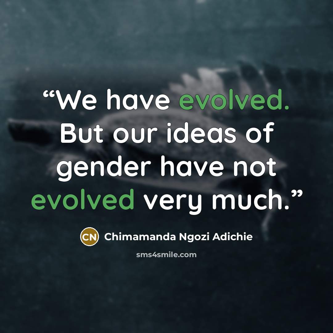 “We have evolved. But our ideas of gender have not evolved very much.” quote by Chimamanda Ngozi Adichie