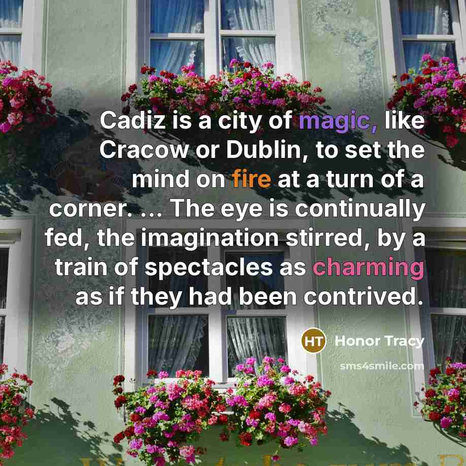 “Cadiz is a city of magic, like Cracow or Dublin,…” quote by Honor Tracy