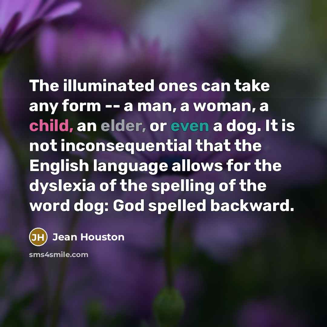 “The illuminated ones can take any form -- a man,…” quote by Jean Houston