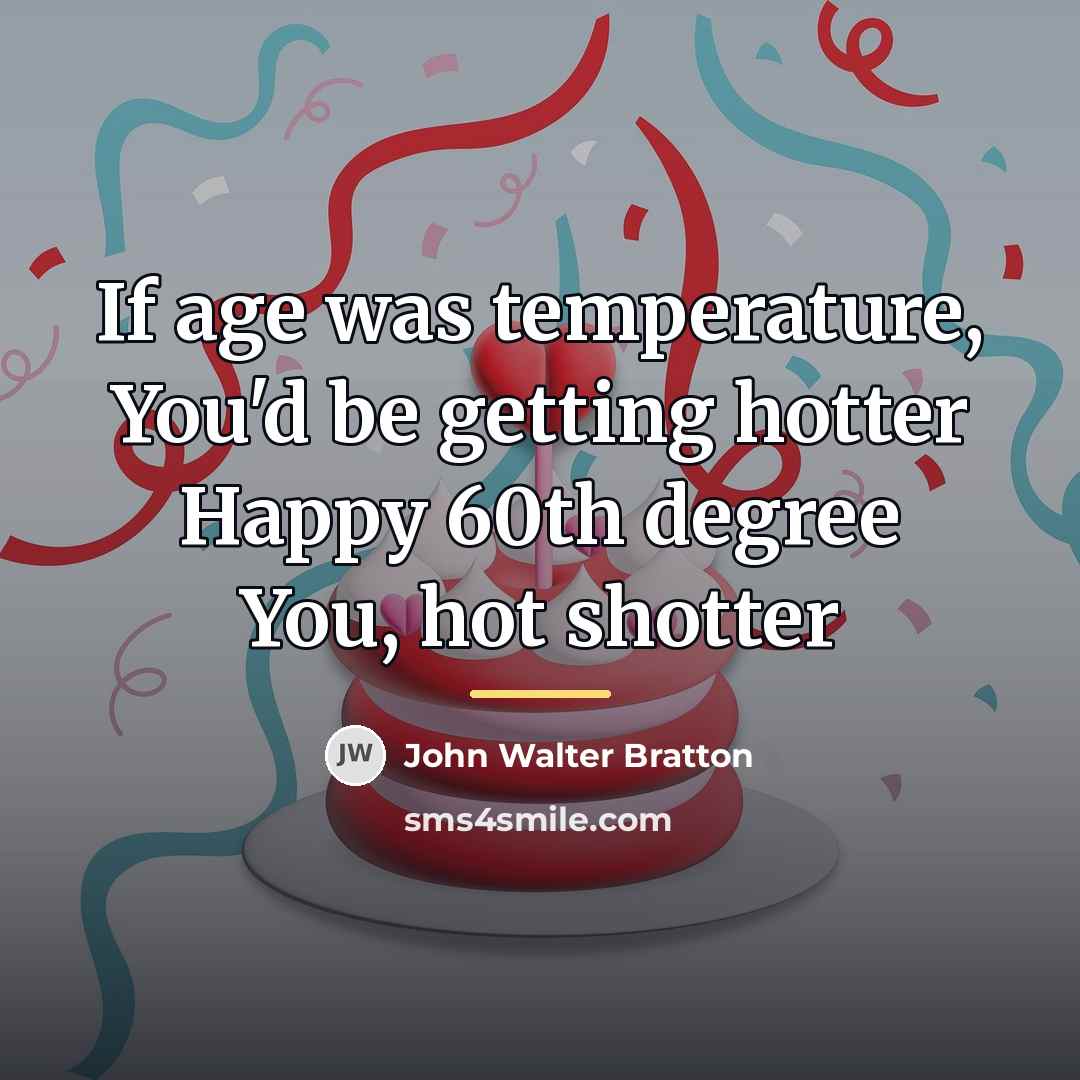 “If age was temperature, You'd be getting hotter Happy 60th…” quote by John Walter Bratton