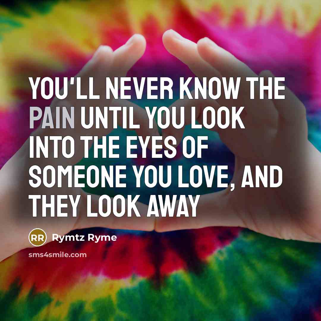 “You'll never know the pain until you look into the…” quote by Rymtz Ryme