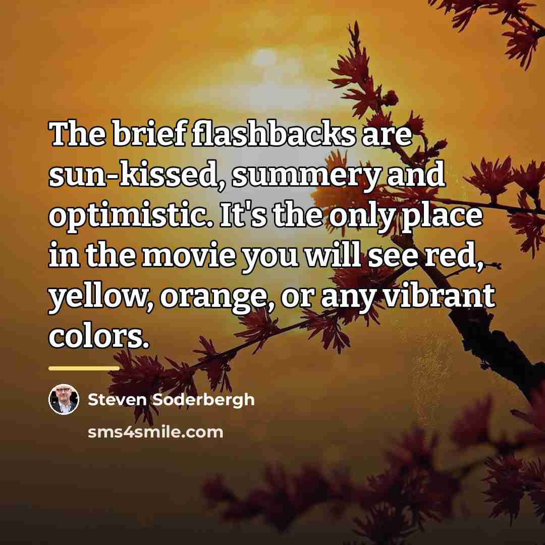 “The brief flashbacks are sun-kissed, summery and optimistic. It's the…” quote by Steven Soderbergh