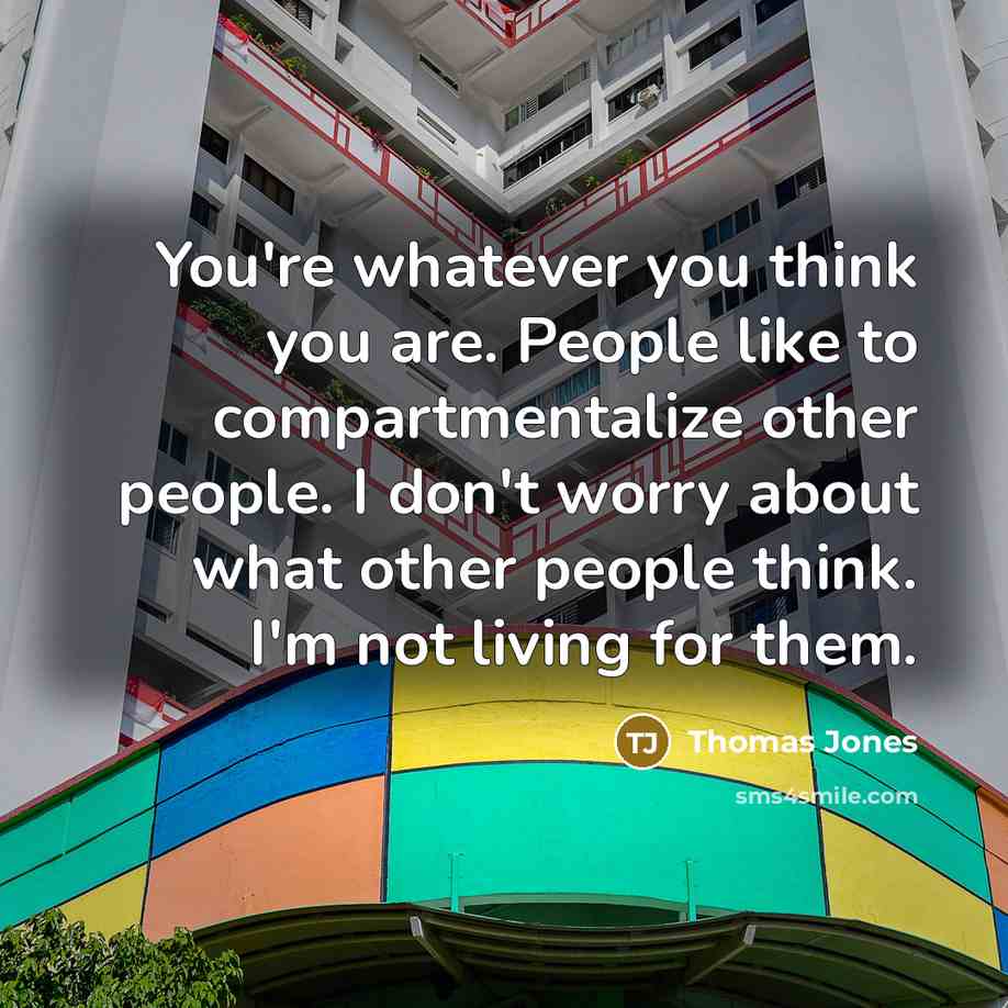 “You're whatever you think you are. People like to compartmentalize…” quote by Thomas Jones