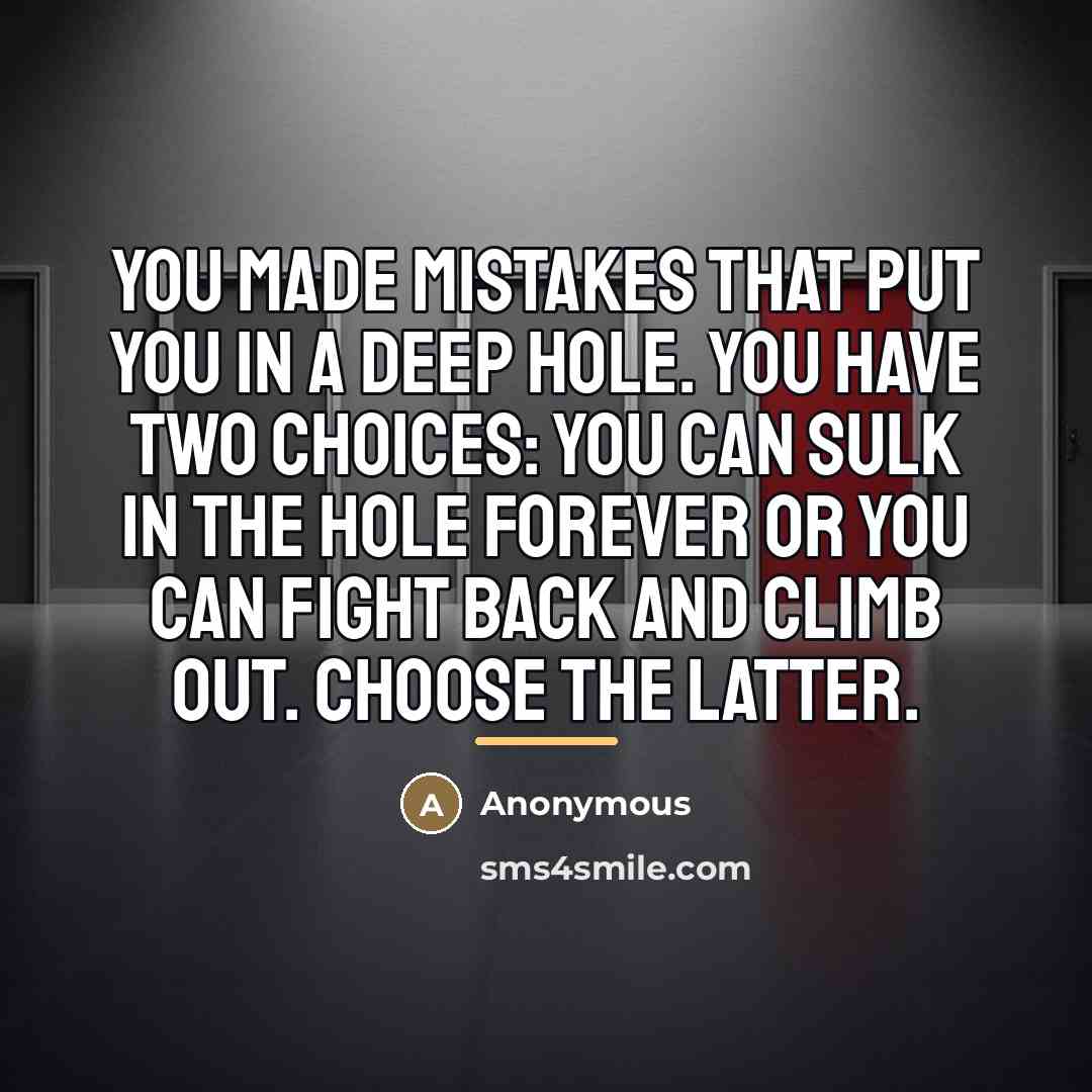 “You made mistakes that put you in a deep hole.…” quote by Anonymous