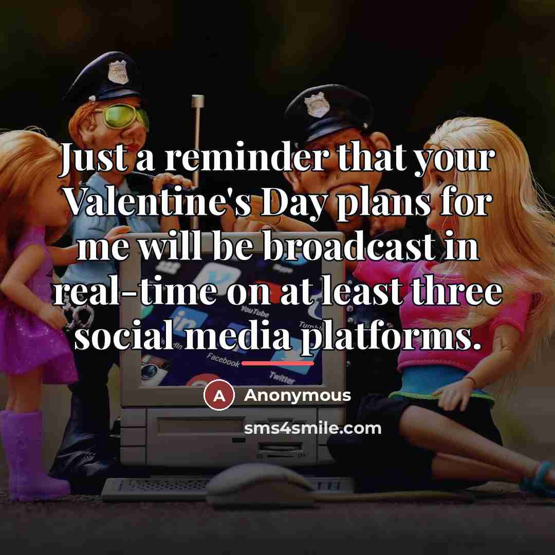 “Just a reminder that your Valentine's Day plans for me…” quote by Anonymous