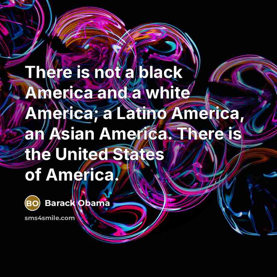“There is not a black America and a white America;…” quote by Barack Obama