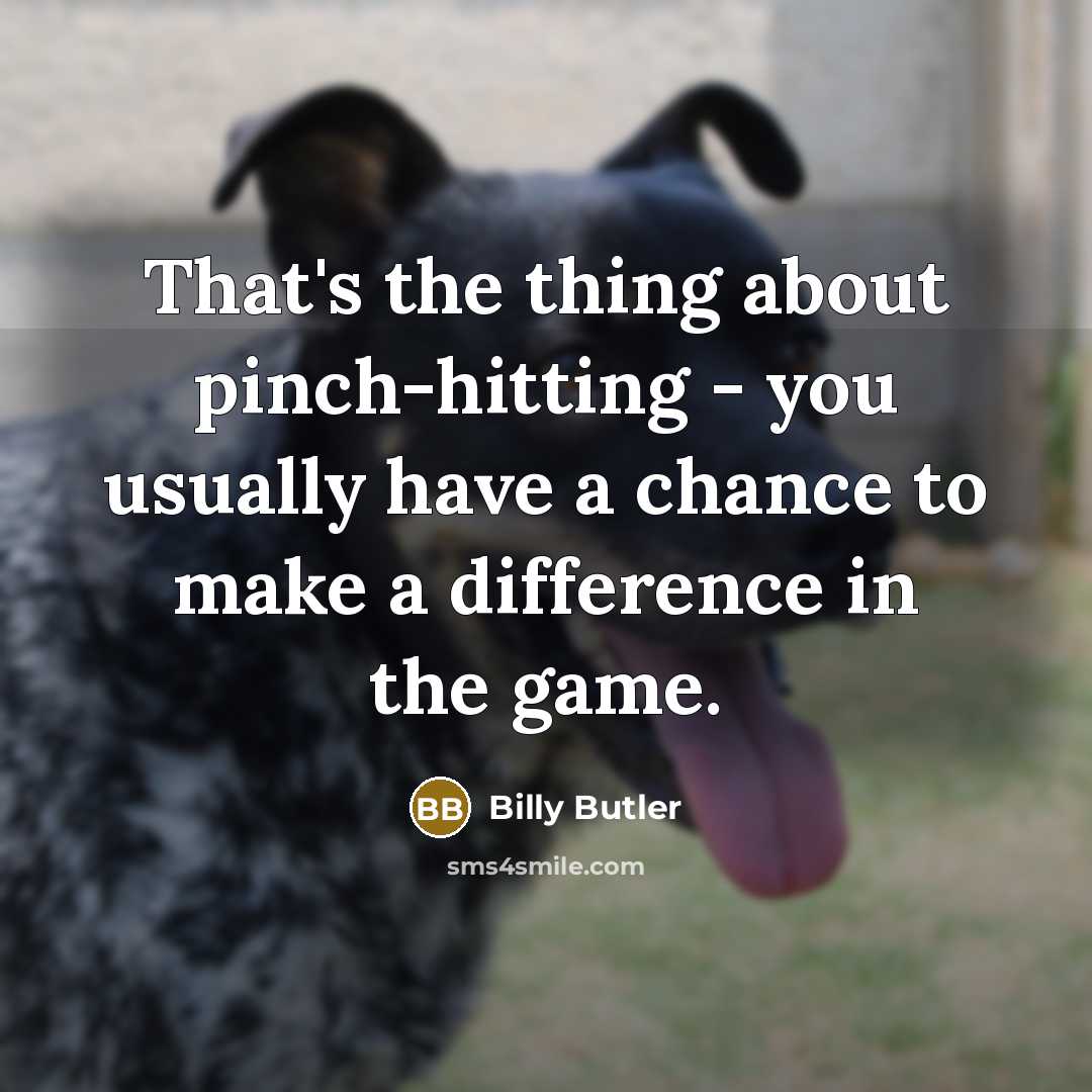 “That's the thing about pinch-hitting - you usually have a…” quote by Billy Butler