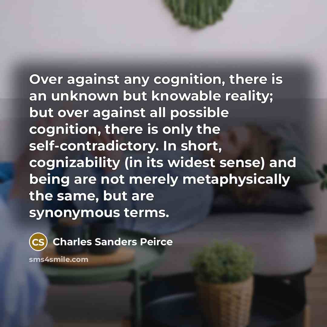 “Over against any cognition, there is an unknown but knowable…” quote by Charles Sanders Peirce