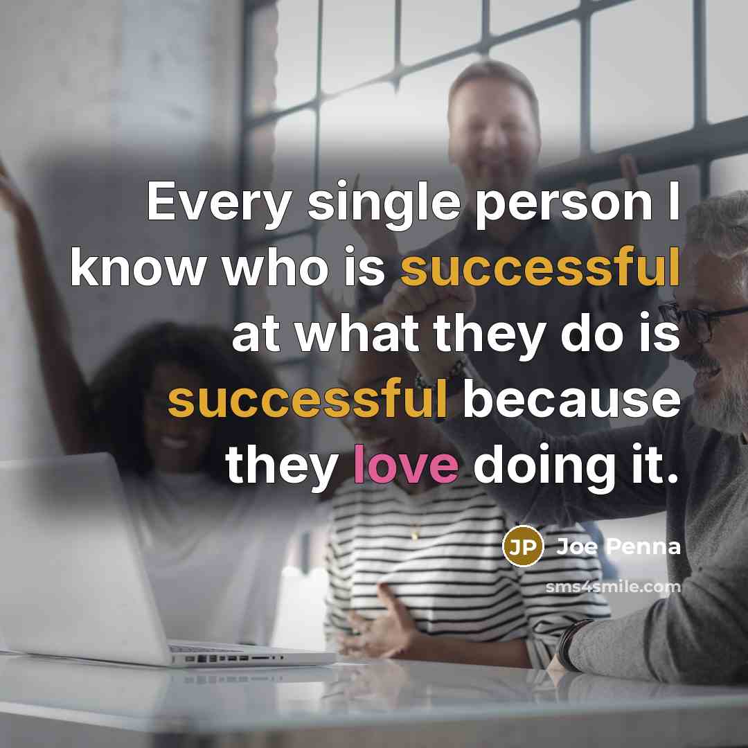 “Every single person I know who is successful at what they do is successful because they love doing it.” quote by Joe Penna