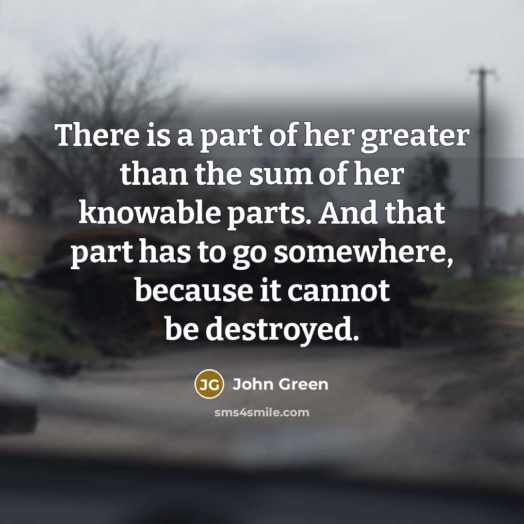“There is a part of her greater than the sum…” quote by John Green
