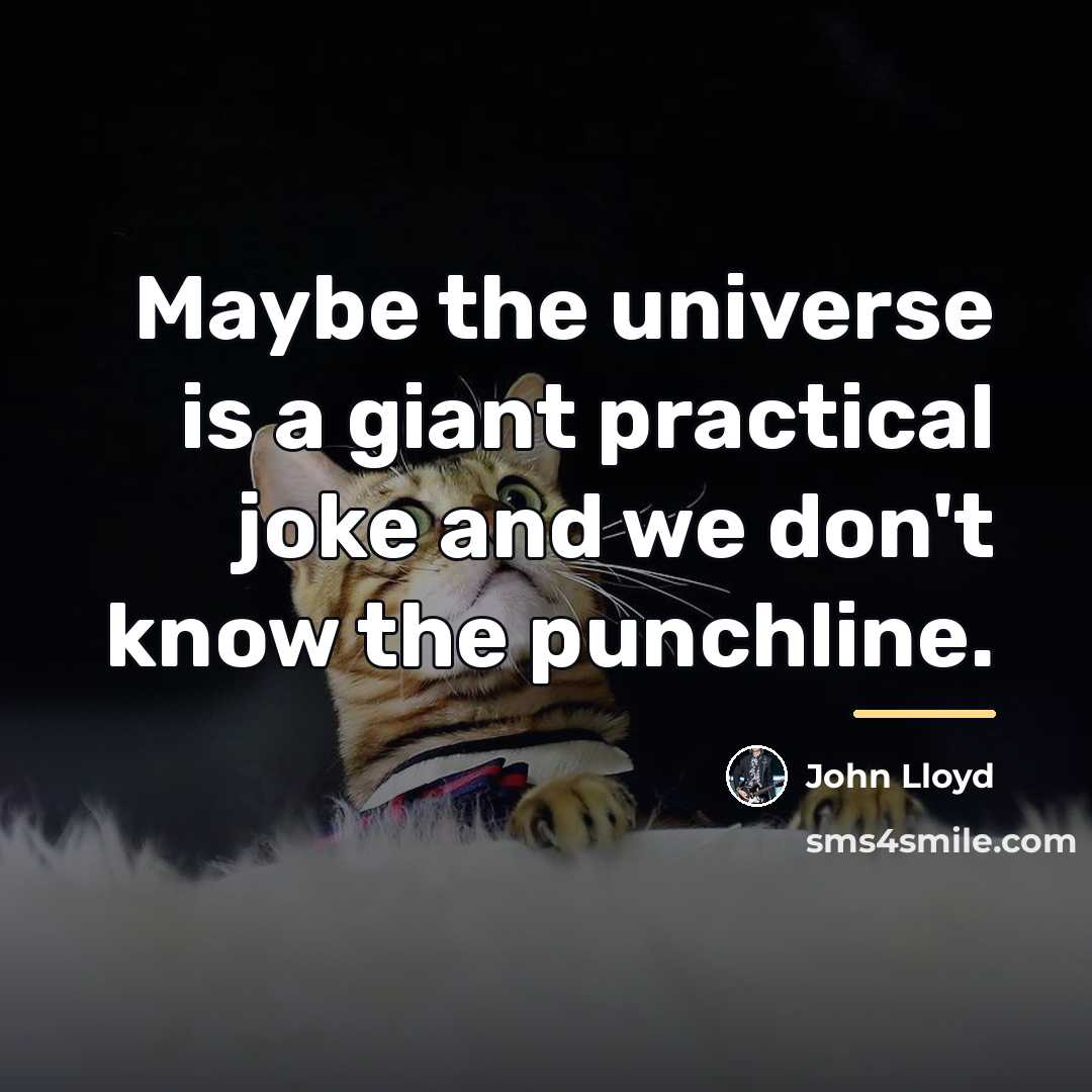 “Maybe the universe is a giant practical joke and we…” quote by John Lloyd