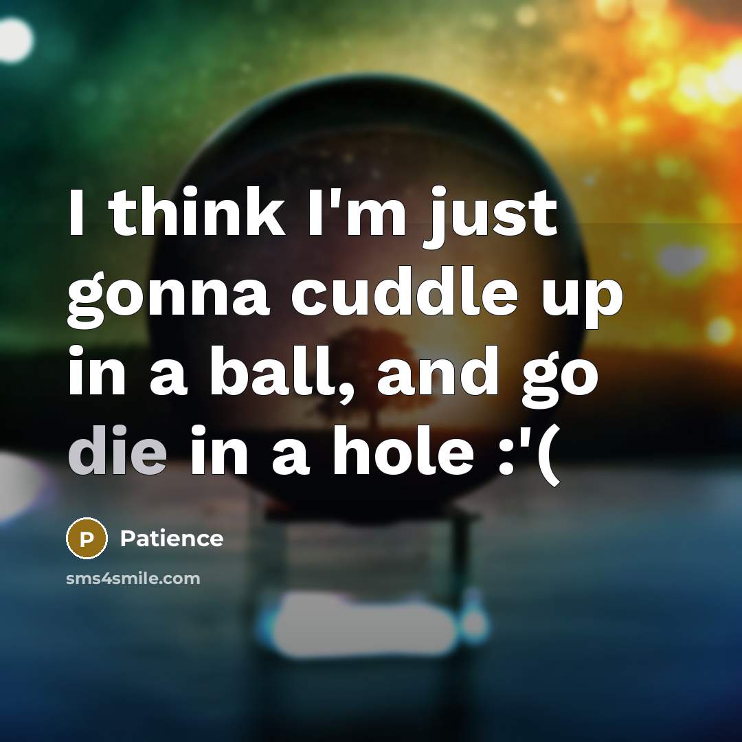 “I think I'm just gonna cuddle up in a ball,…” quote by Patience