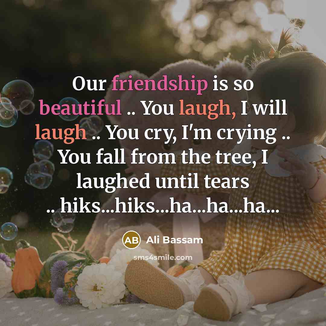 “Our friendship is so beautiful .. You laugh, I will…” quote by Ali Bassam