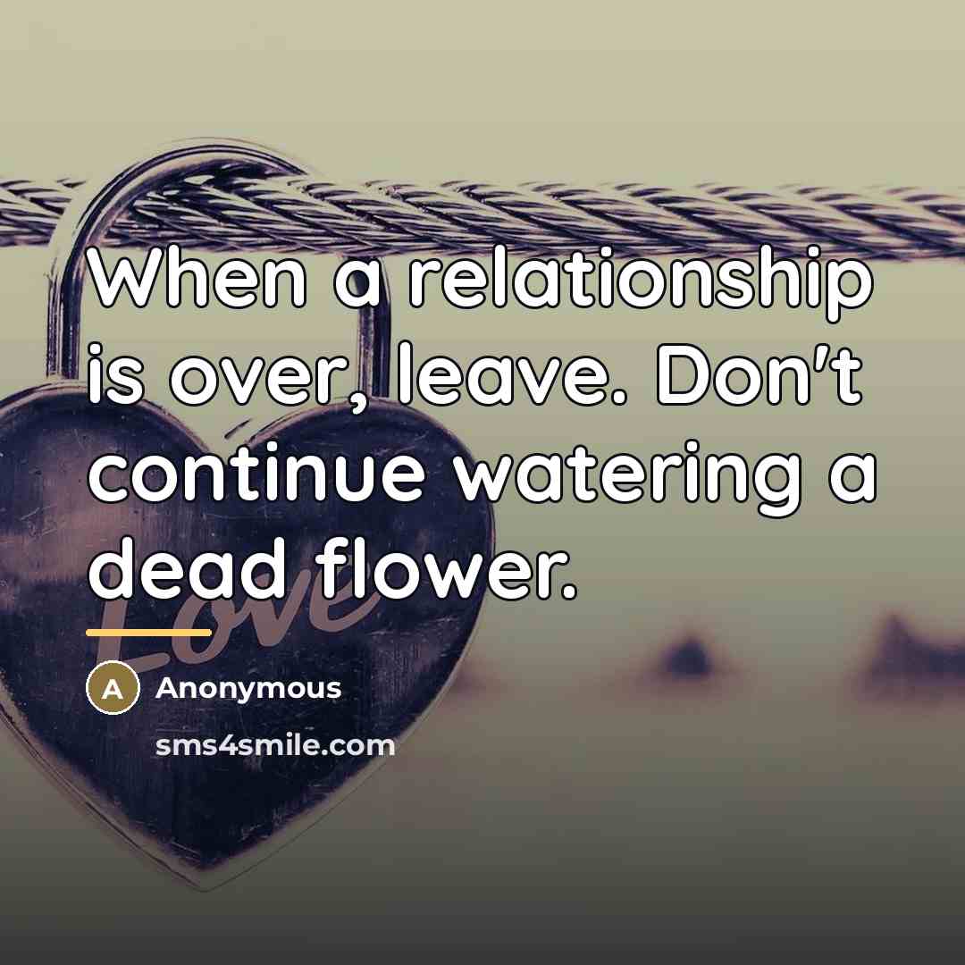 “When a relationship is over, leave. Don't continue watering a…” quote by Anonymous