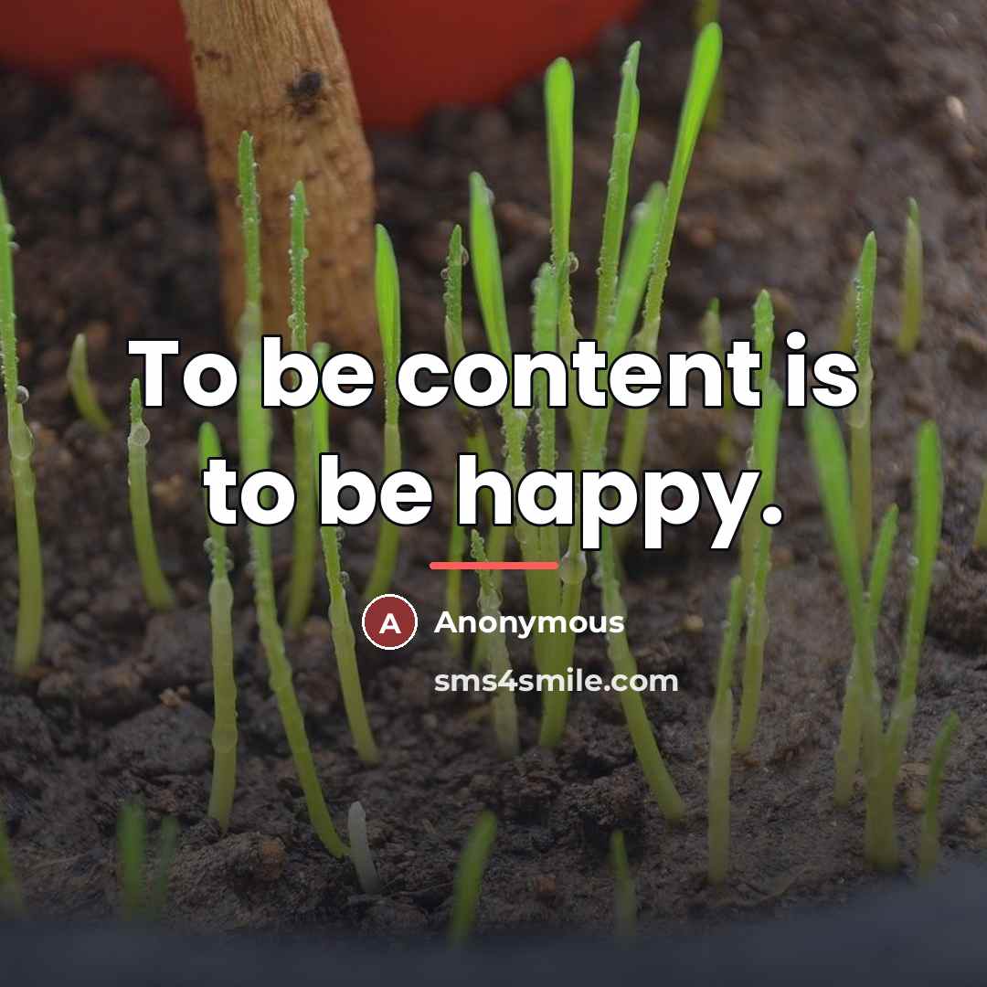 “To be content is to be happy.…” quote by Anonymous