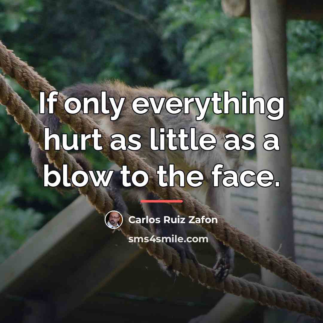 “If only everything hurt as little as a blow to…” quote by Carlos Ruiz Zafon