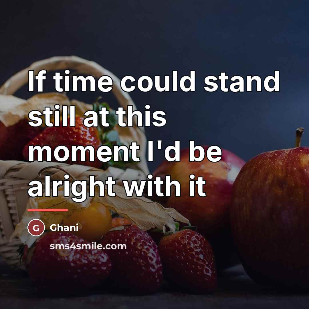 “If time could stand still at this moment I'd be…” quote by Ghani
