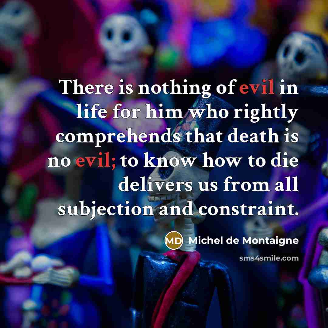 “There is nothing of evil in life for him who…” quote by Michel de Montaigne