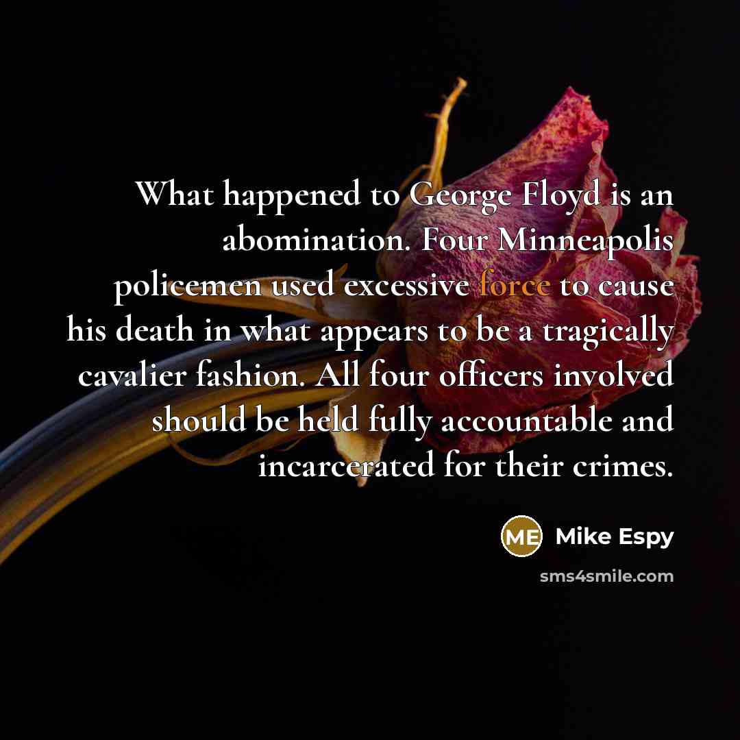 “What happened to George Floyd is an abomination. Four Minneapolis…” quote by Mike Espy