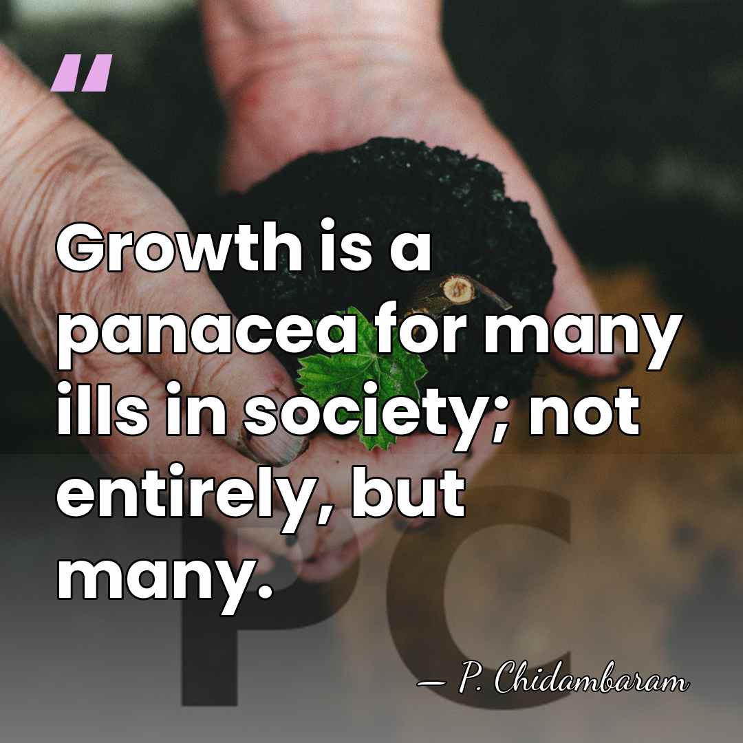 Growth is a panacea for many ills in society; not entirely, but&hellip; - P. Chidambaram
