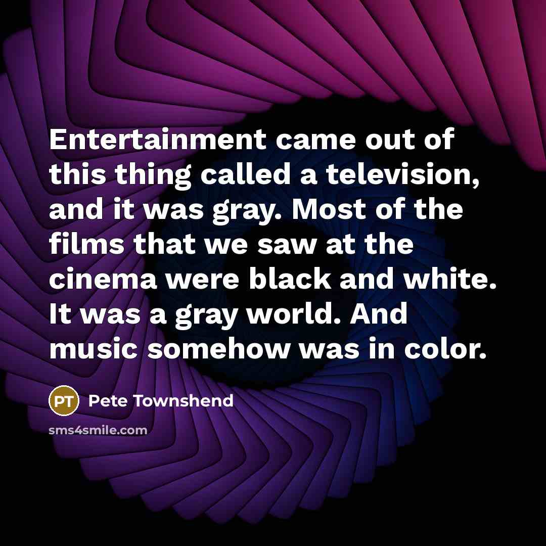 “Entertainment came out of this thing called a television, and…” quote by Pete Townshend