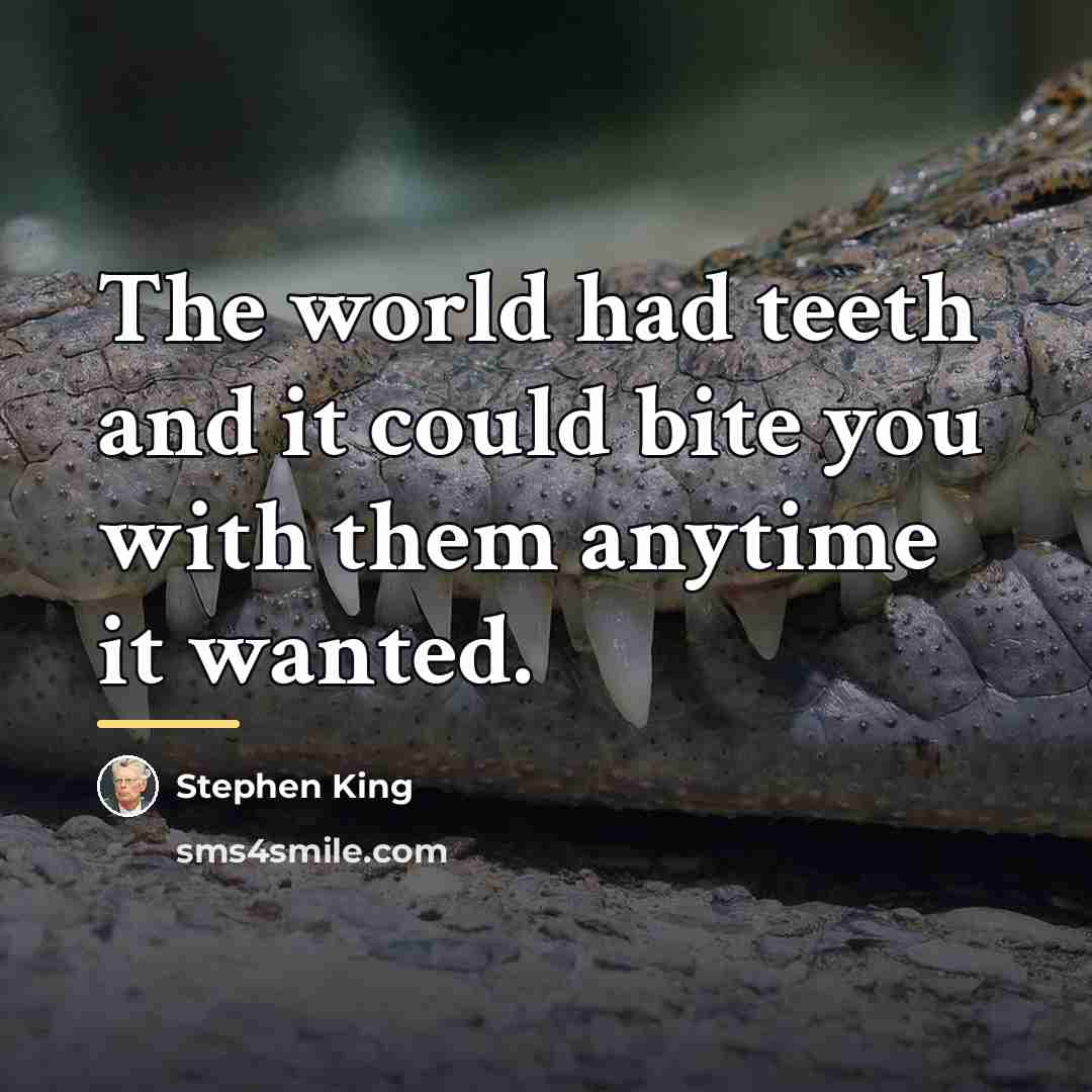 “The world had teeth and it could bite you with…” quote by Stephen King