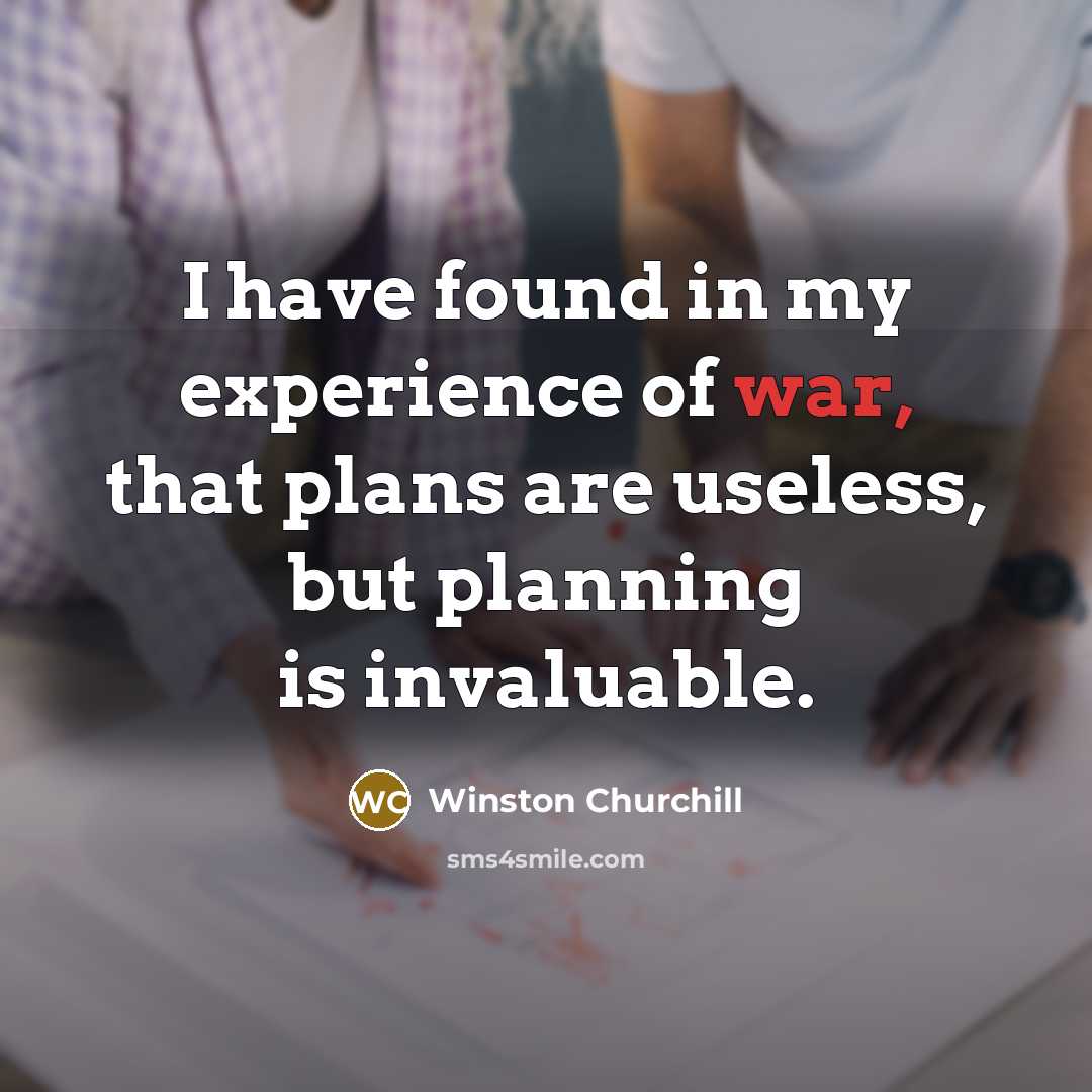 “I have found in my experience of war, that plans…” quote by Winston Churchill