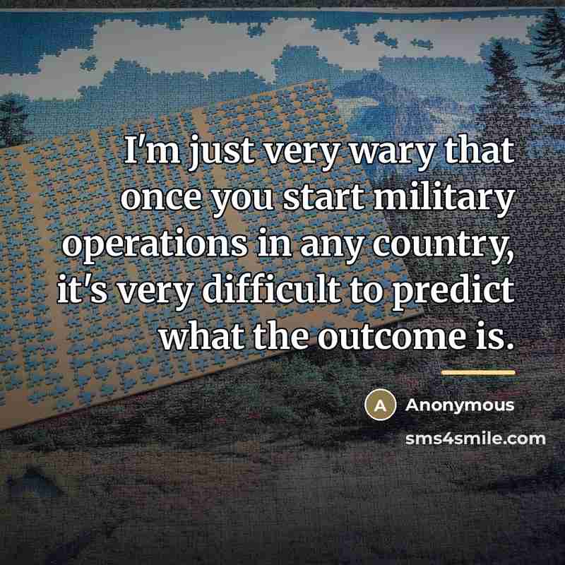“I'm just very wary that once you start military operations…” quote by Anonymous