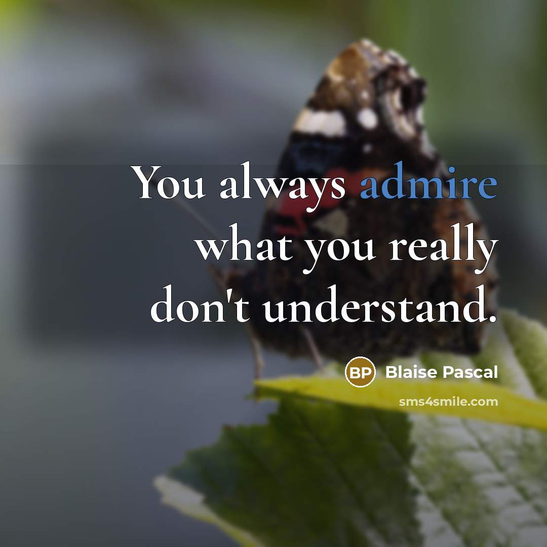 “You always admire what you really don't understand.…” quote by Blaise Pascal