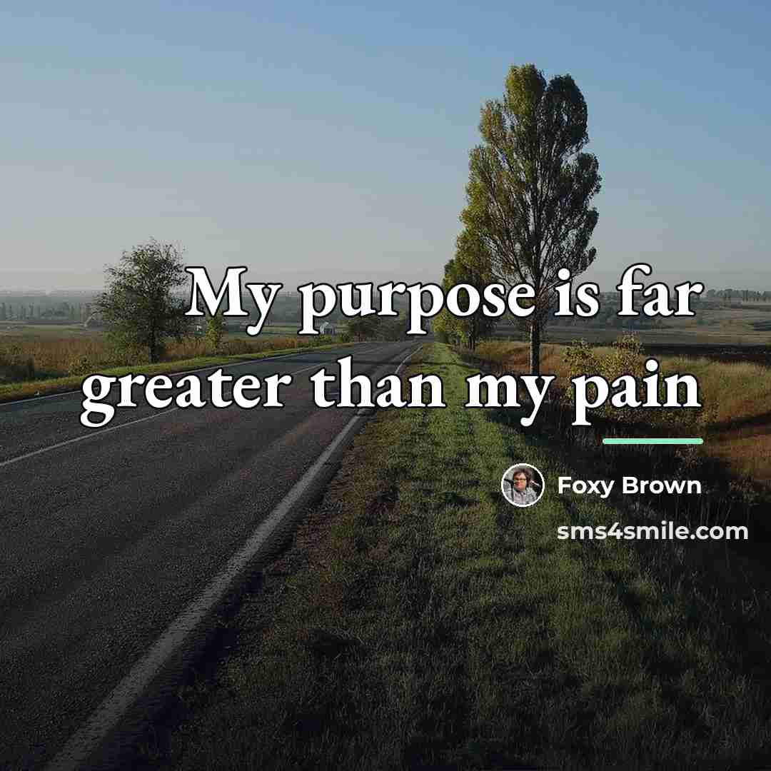 “My purpose is far greater than my pain…” quote by Foxy Brown