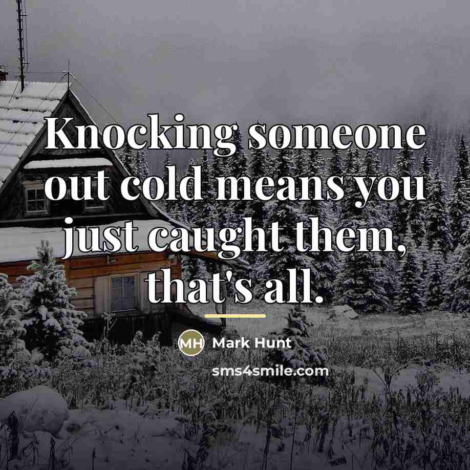 “Knocking someone out cold means you just caught them, that's…” quote by Mark Hunt