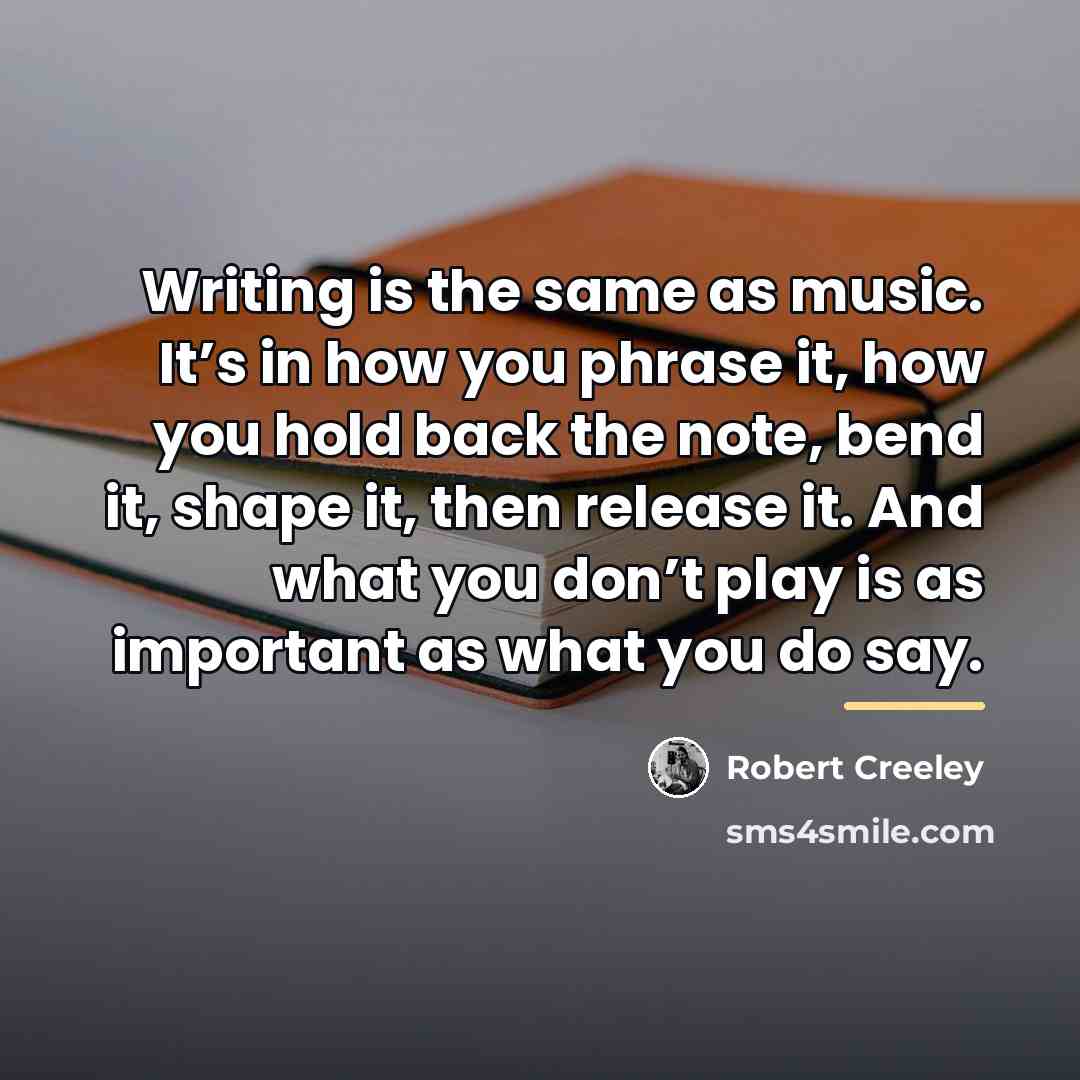 “Writing is the same as music. It’s in how you…” quote by Robert Creeley