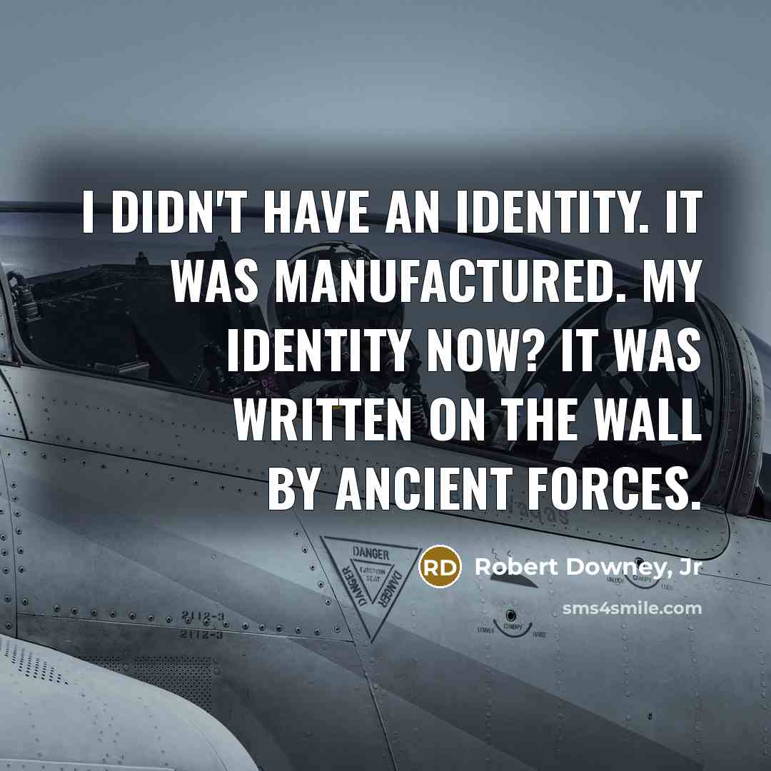 “I didn't have an identity. It was manufactured. My identity…” quote by Robert Downey, Jr