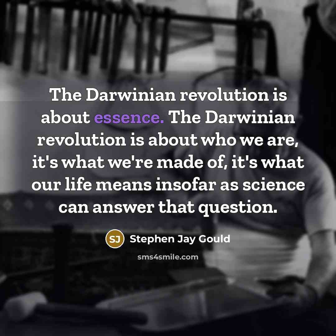 “The Darwinian revolution is about essence. The Darwinian revolution is…” quote by Stephen Jay Gould