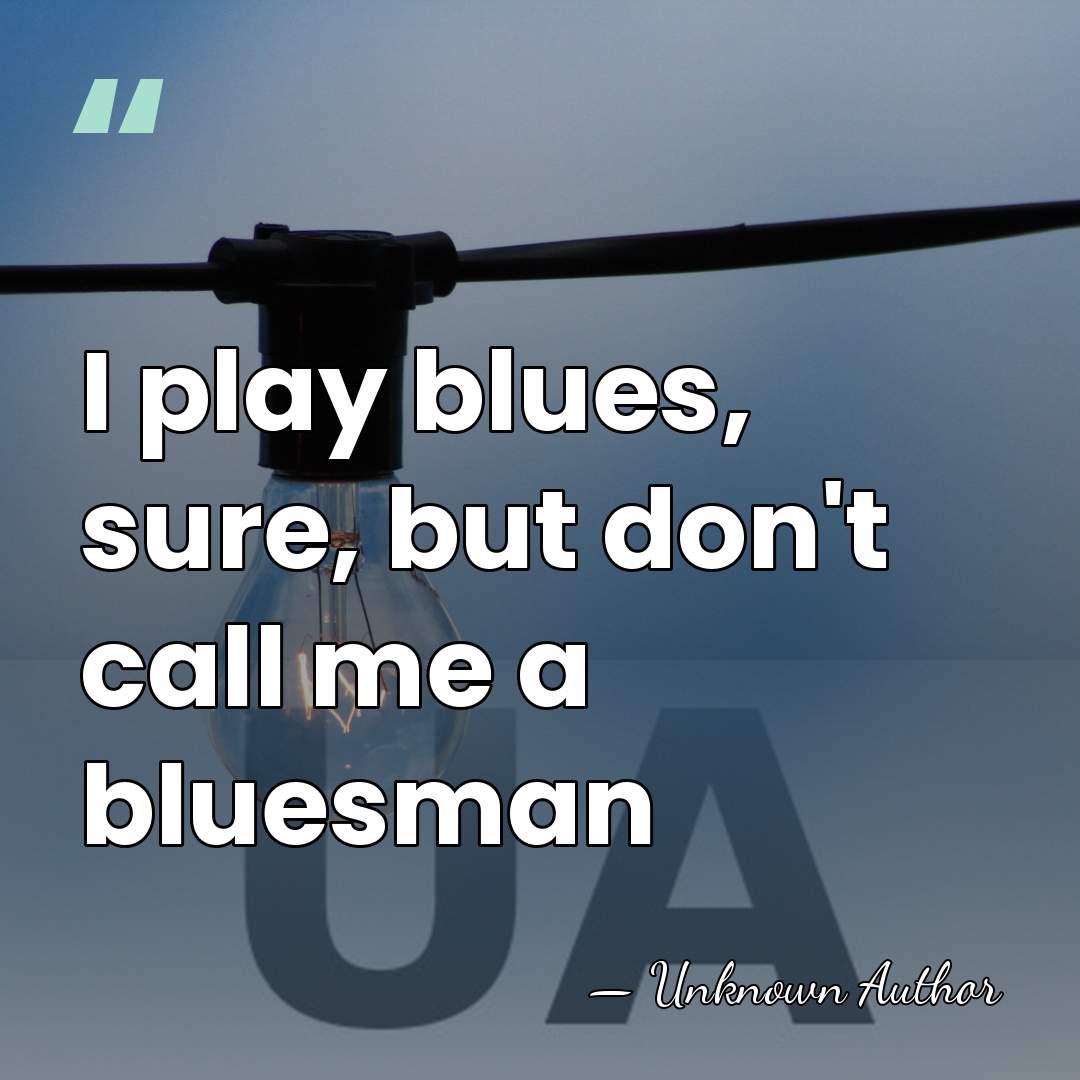 I play blues, sure, but don't call me a bluesman - Unknown Author