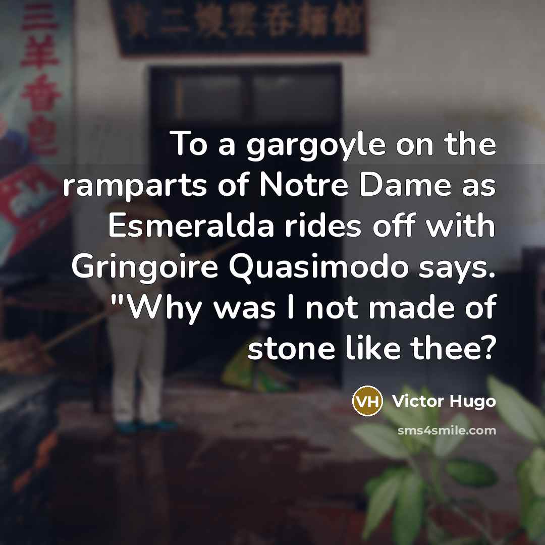 “To a gargoyle on the ramparts of Notre Dame as…” quote by Victor Hugo