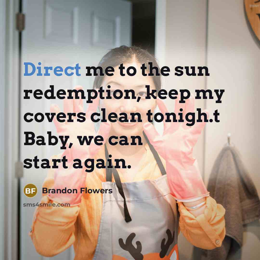“Direct me to the sun redemption, keep my covers clean…” quote by Brandon Flowers