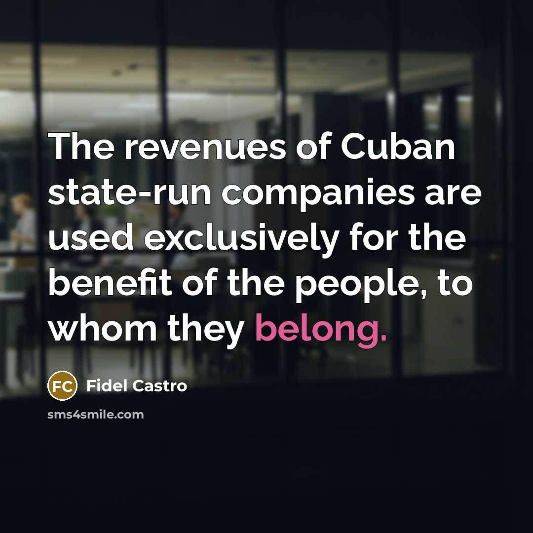 “The revenues of Cuban state-run companies are used exclusively for…” quote by Fidel Castro
