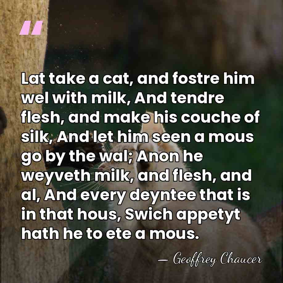 Lat take a cat, and fostre him wel with milk, And tendre&hellip; - Geoffrey Chaucer