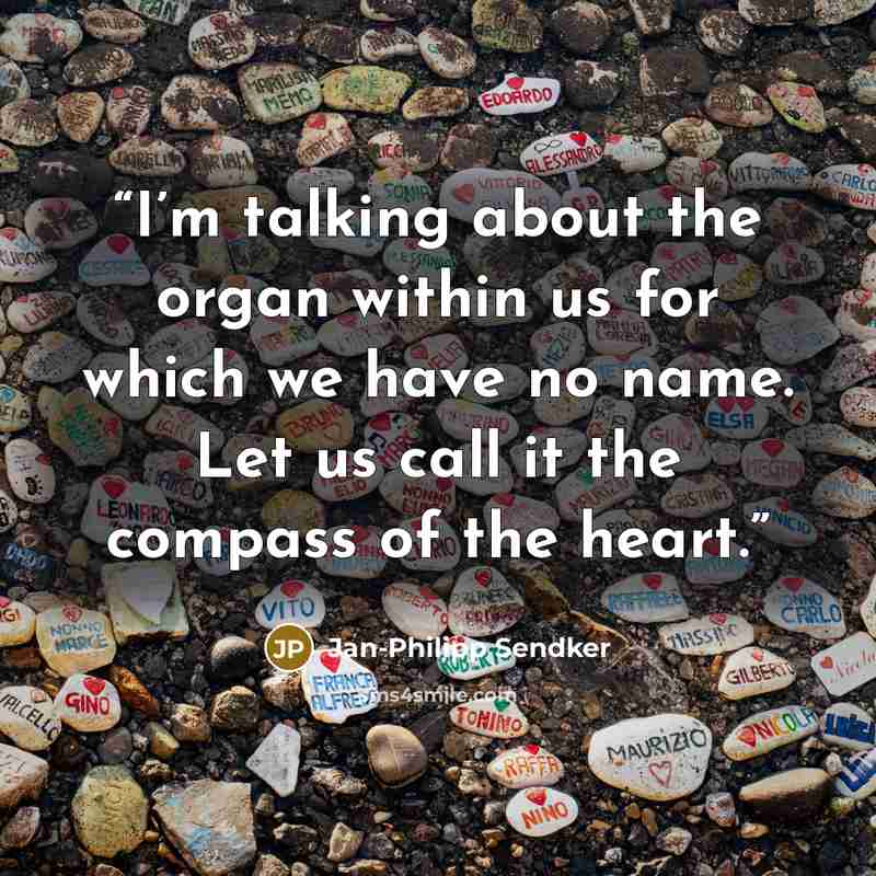“I’m talking about the organ within us for which we have no name. Let us call it the compass of the heart.” quote by Jan-Philipp Sendker
