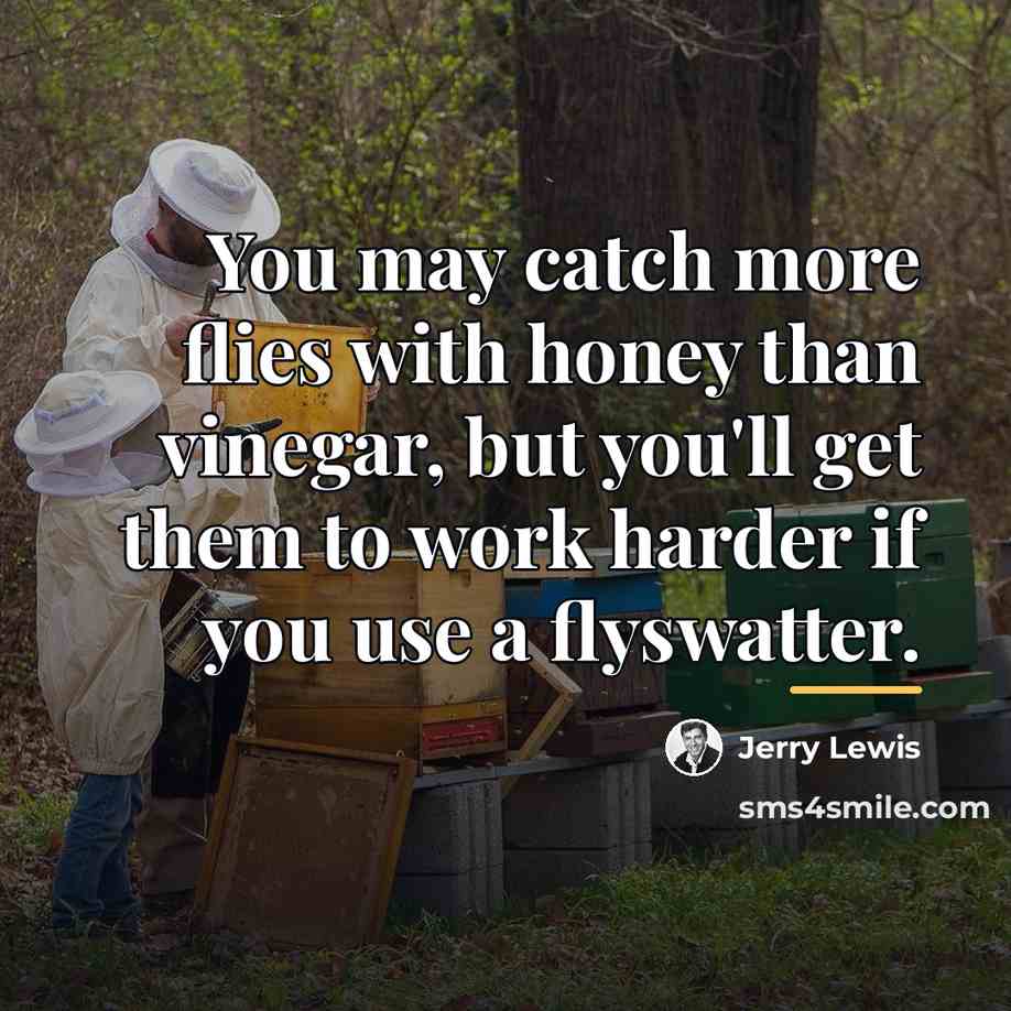 “You may catch more flies with honey than vinegar, but…” quote by Jerry Lewis