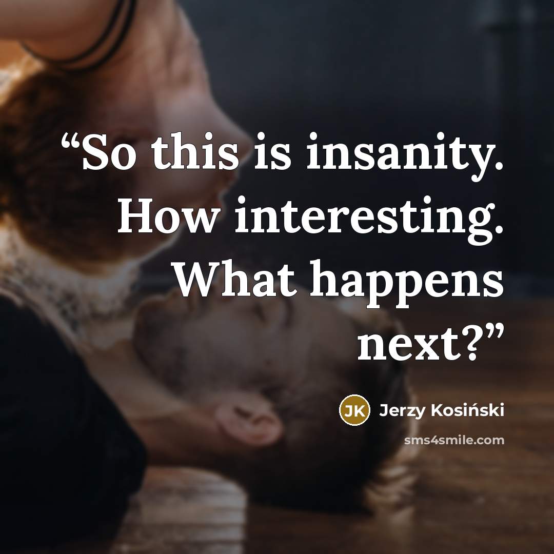 “So this is insanity. How interesting. What happens next?” quote by Jerzy Kosiński
