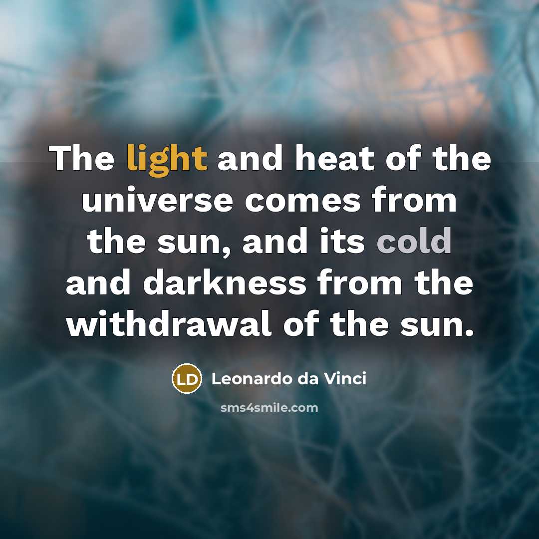 “The light and heat of the universe comes from the…” quote by Leonardo da Vinci