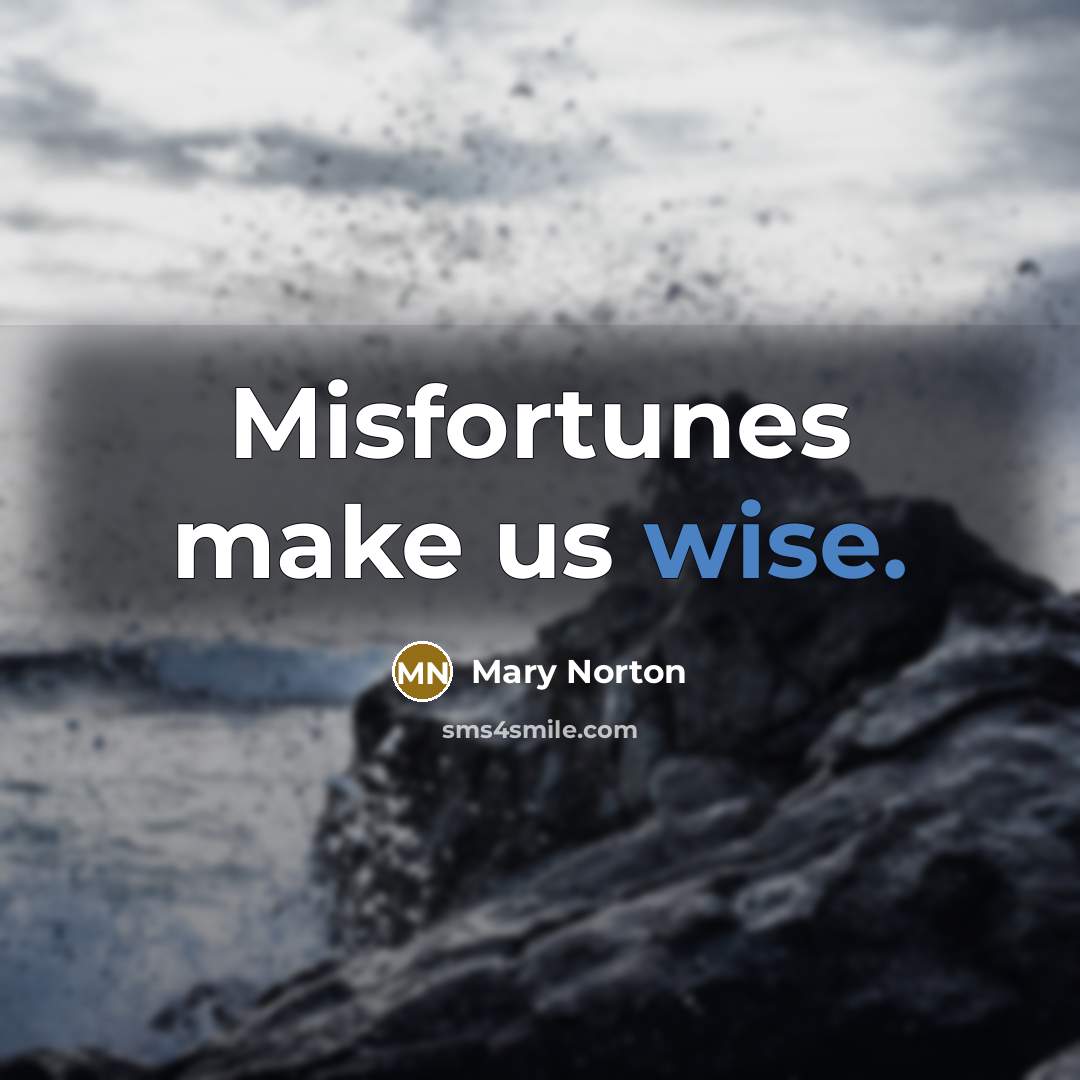 “Misfortunes make us wise.…” quote by Mary Norton