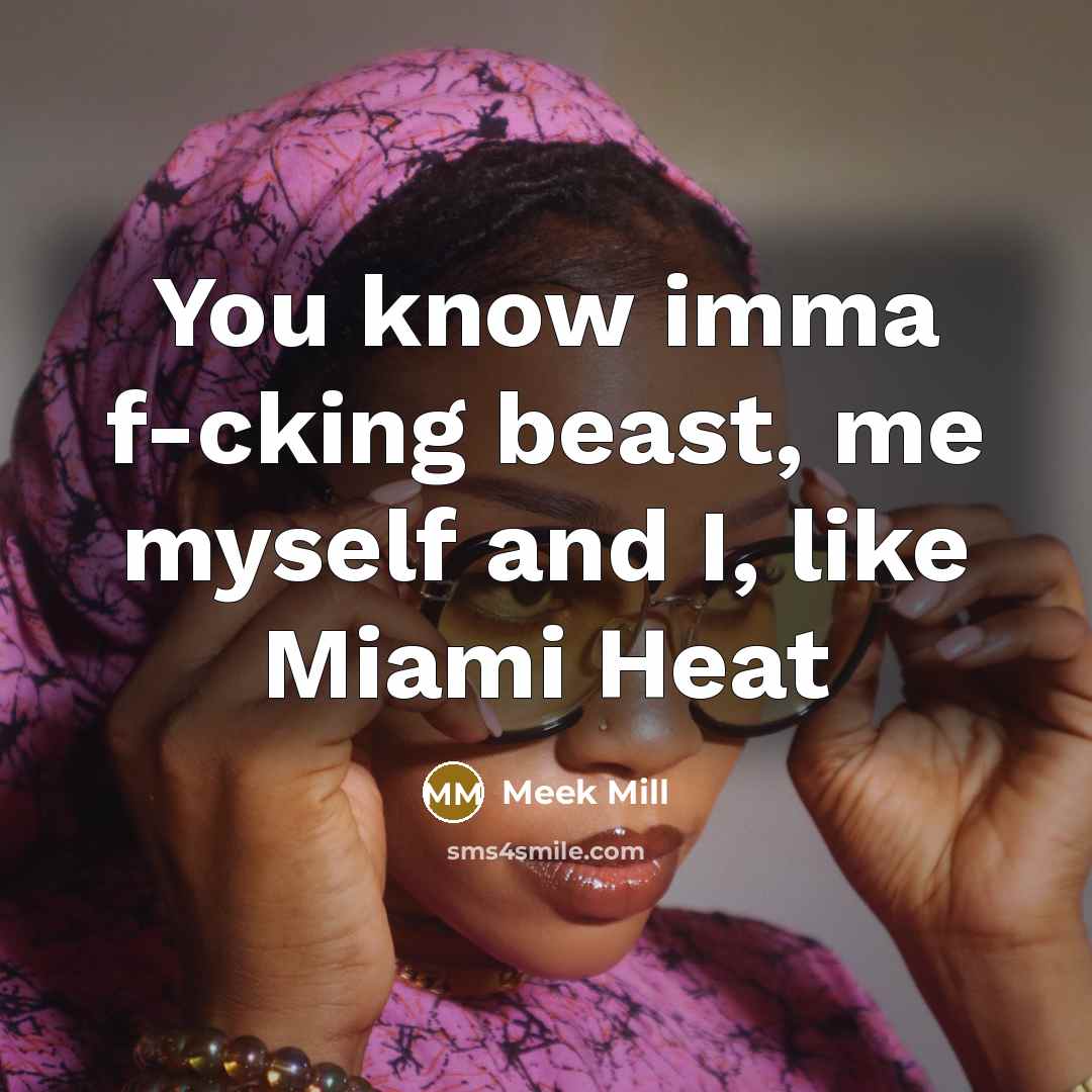 “You know imma f-cking beast, me myself and I, like Miami Heat” quote by Meek Mill