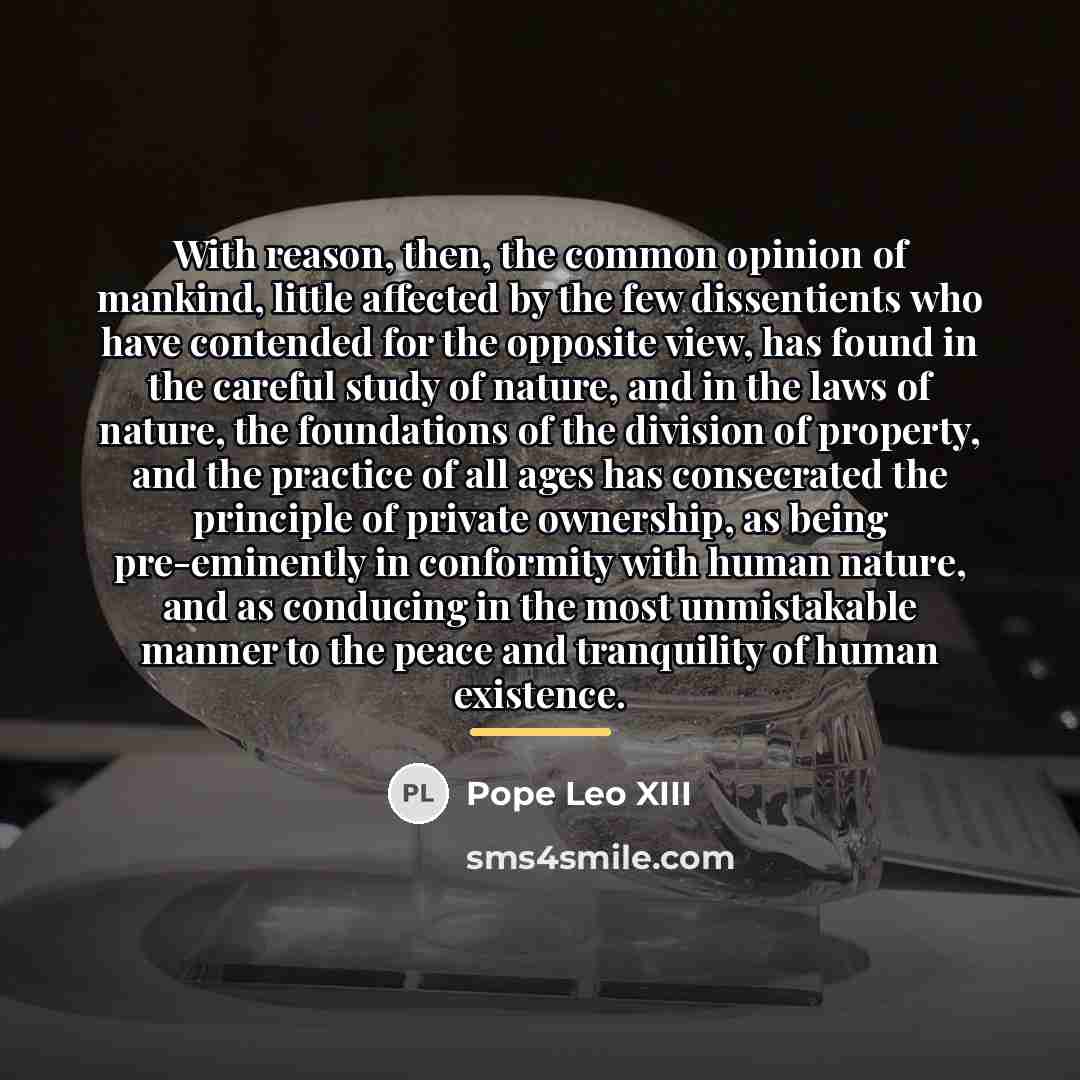 “With reason, then, the common opinion of mankind, little affected…” quote by Pope Leo XIII