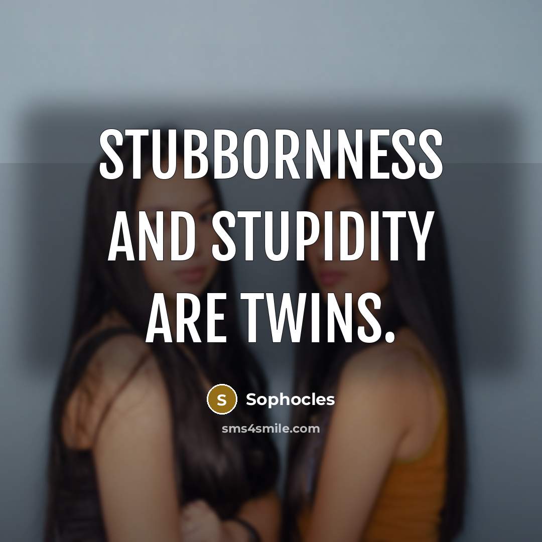“Stubbornness and stupidity are twins.…” quote by Sophocles