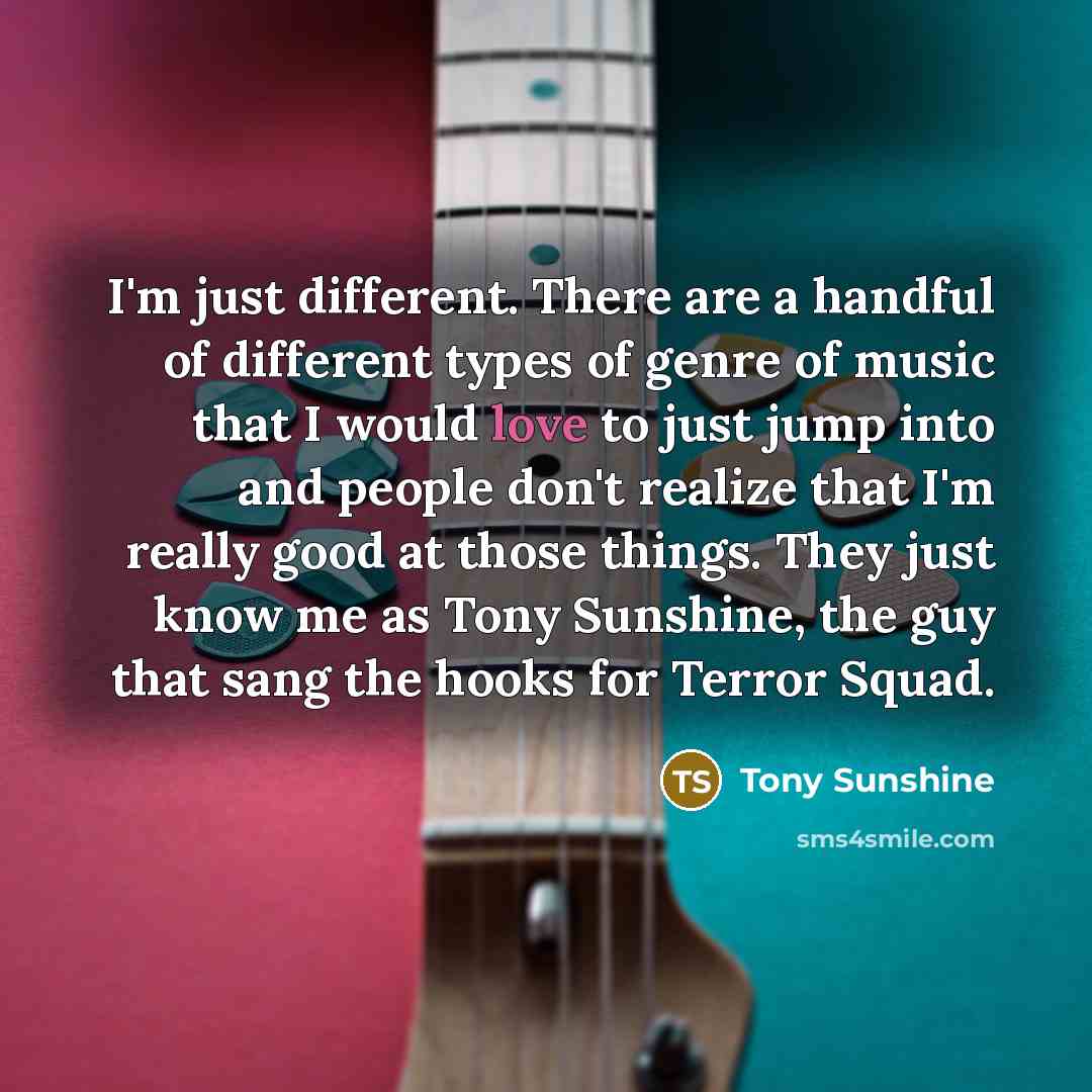 “I'm just different. There are a handful of different types…” quote by Tony Sunshine