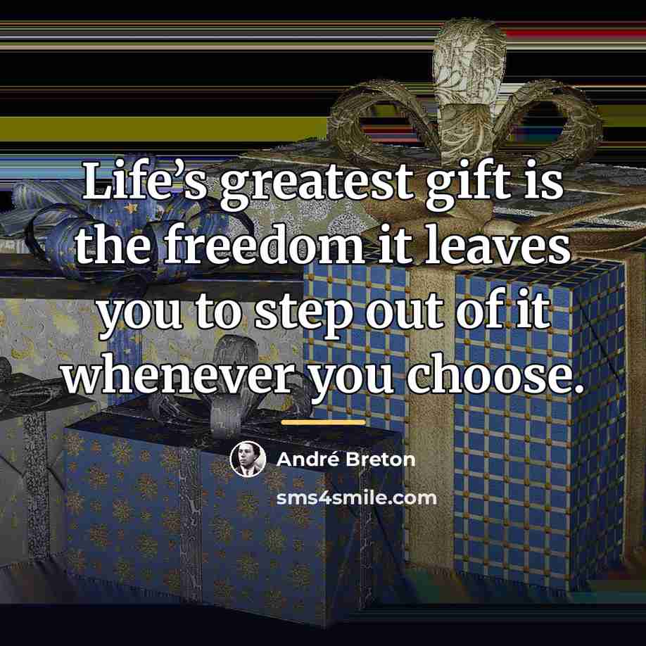 “Life’s greatest gift is the freedom it leaves you to…” quote by Andre Breton