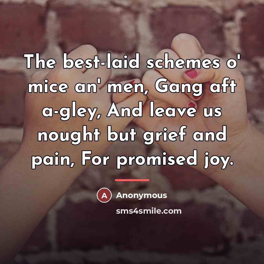 “The best-laid schemes o' mice an' men, Gang aft a-gley,…” quote by Anonymous